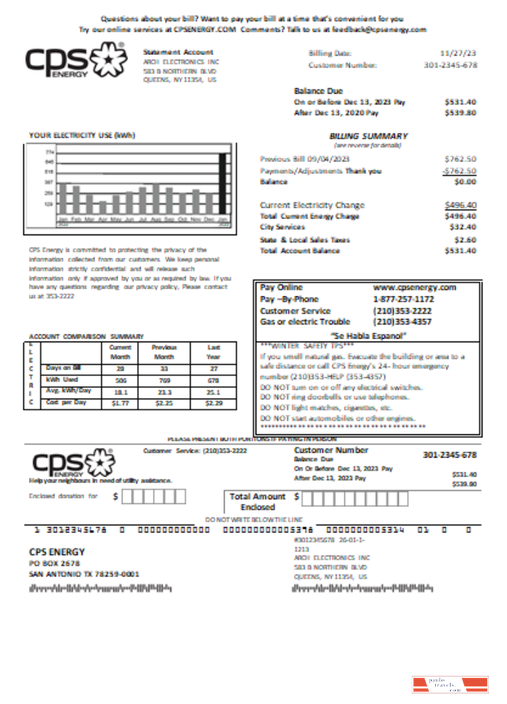 CPS Energy  utility business bill, SCR PSD template